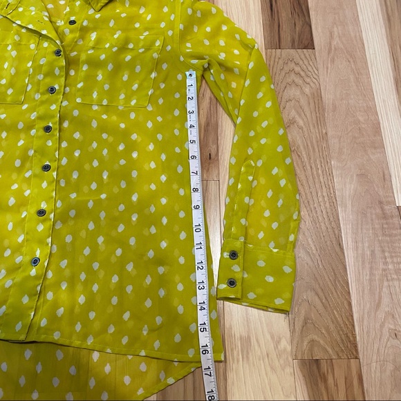 Mudd Yellow and While Double Breast Pocket Sheer Button Down - Picture 6 of 6